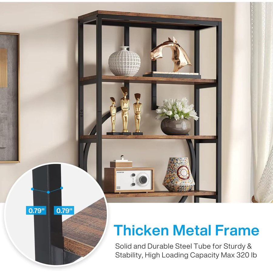 LITTLE TREE Industrie Bücherregal aus Metall, 6-stufiges Etagere-Regal in Rustic Brown, Höhe: 180 cm - Bild 5