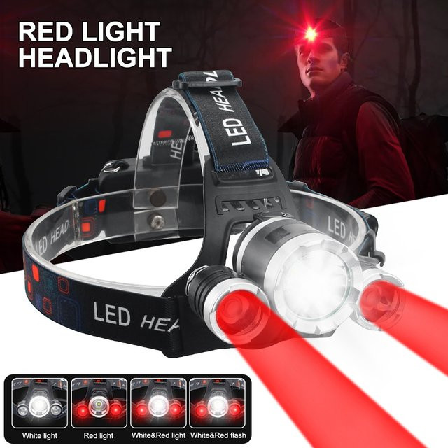 VASTFIRE LED-Stirnlampe mit RGB-Beleuchtung, USB wiederaufladbar, verstellbarer Scheinwerfer in Schwarz und Multicolour - Bild 1