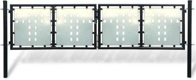 vidaXL Zauntor Einzeltor aus Stahl in Schwarz, B: 300 cm, H: 150 cm - Bild 1