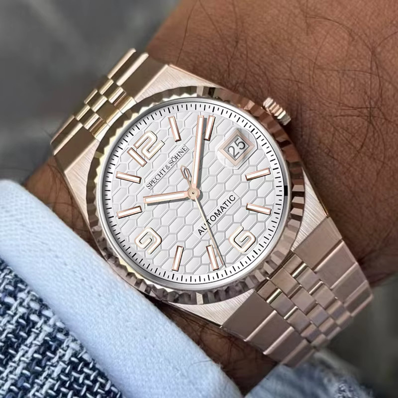 Specht & Söhne Armbanduhr, mechanisch, Edelstahl, Roségold, 36,5 mm, Herren - Bild 2