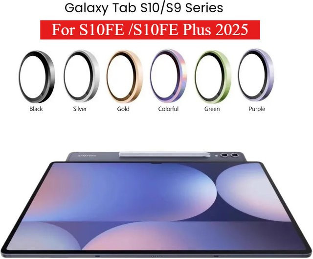 Metall Kamera Objektiv Schutz für Samsung Galaxy Tab S10 FE, S10 Plus, S9 Ultra, Farbe: Schwarz, 9H HD Abdeckung - Bild 1