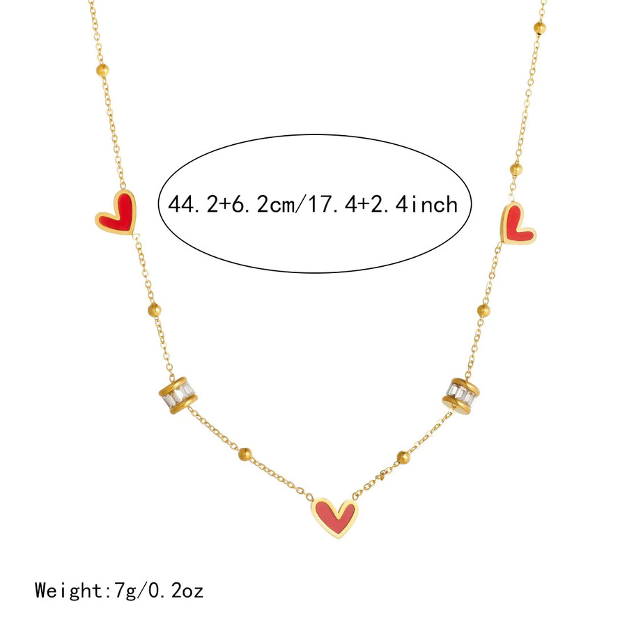 DIEYURO Halskette Edelstahl, Gold, Emaille Herz, Kristall, Damen - Bild 1