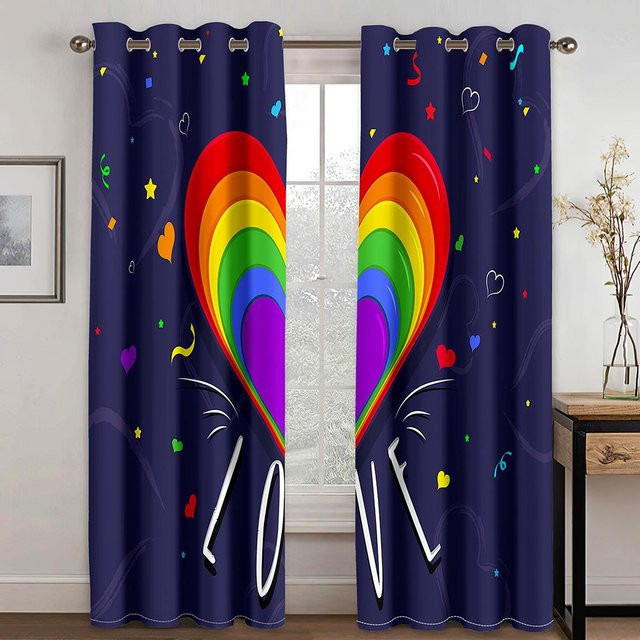 2er-Set Vorhang mit Liebesmuster im 3D-Digitaldruck, halbtransparent, weiß, B: 50 cm, H: 130 cm - Bild 1