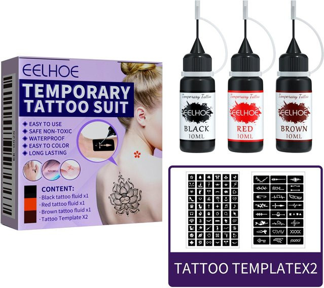 EELHOE Saft-Tattoo-Set, Wasserdicht, Grau, Unisex - Bild 1