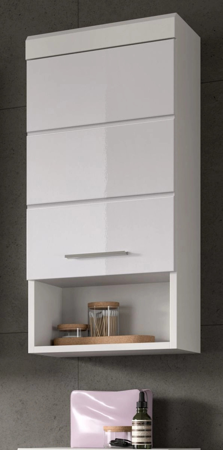 Inn.Furn Badezimmer Hängeschrank Shawn in Weiß Hochglanz mit LED-Beleuchtung, B: 37 cm, H: 79 cm, T: 24 cm - Bild 1