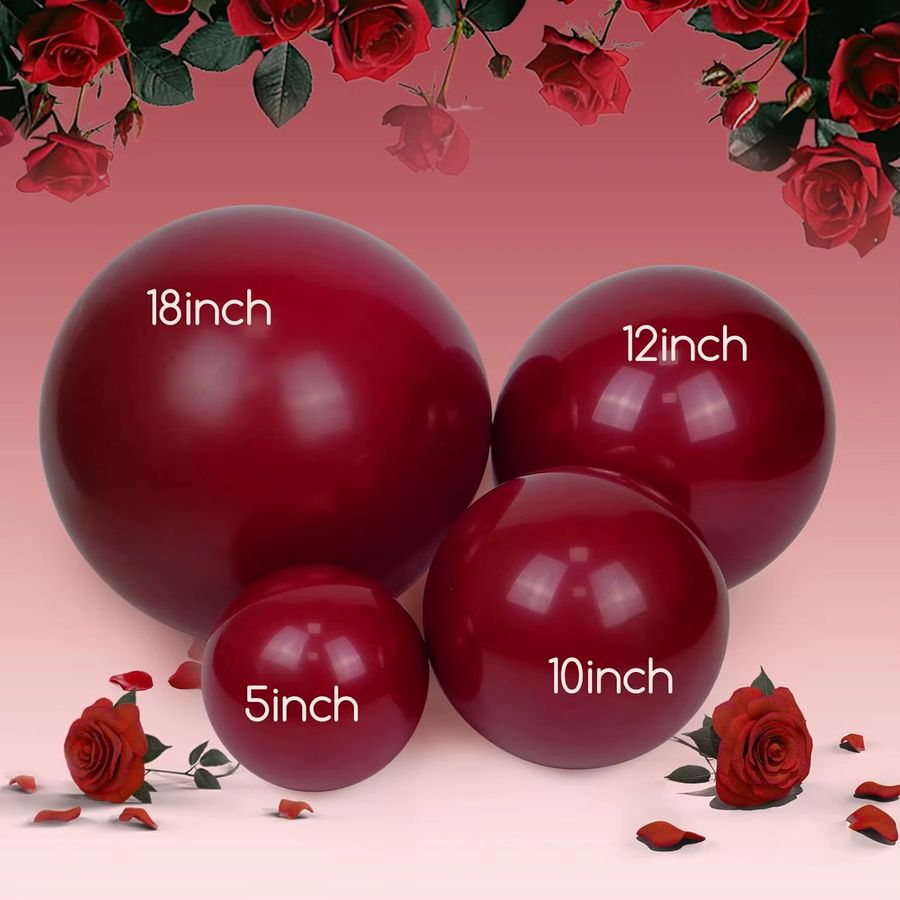 100 Stück MicroPlush Latexballons in Dunkelburgunderrot für Ballongirlanden bei Geburtstag, Hochzeit oder Babyparty - Bild 2