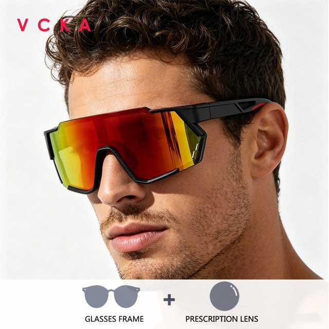 VCKA Sportsonnenbrille, TR90, Vollrand, Schwarz, Unisex, polarisiert - Bild 1