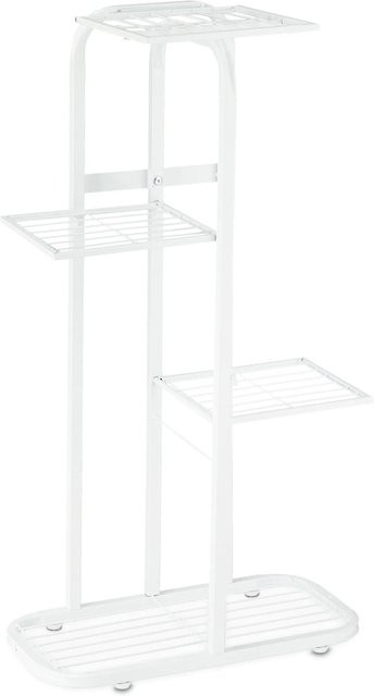 Relaxdays Blumentreppe aus Stahl in Weiß mit 4 Etagen, Höhe: 81 cm, Breite: 44 cm, Tiefe: 24,5 cm - Bild 1