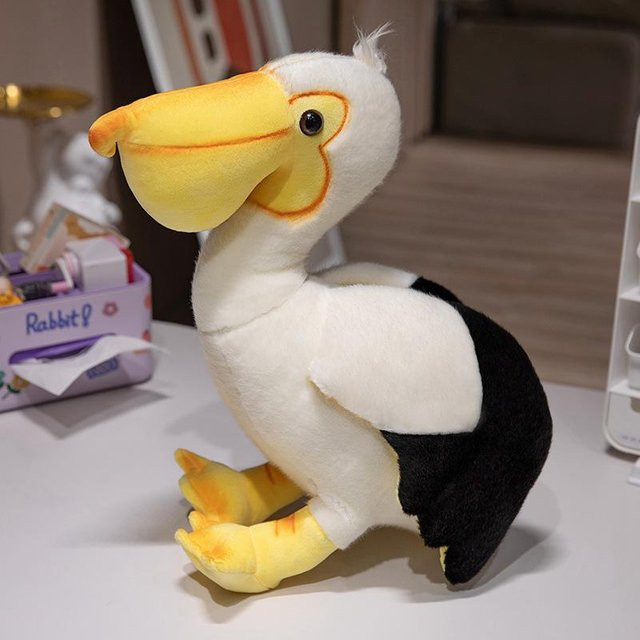 Simulation Vogel Serie Strauß Geier Pelikan, Plüschpuppe, Weiß, 25cm - Bild 1