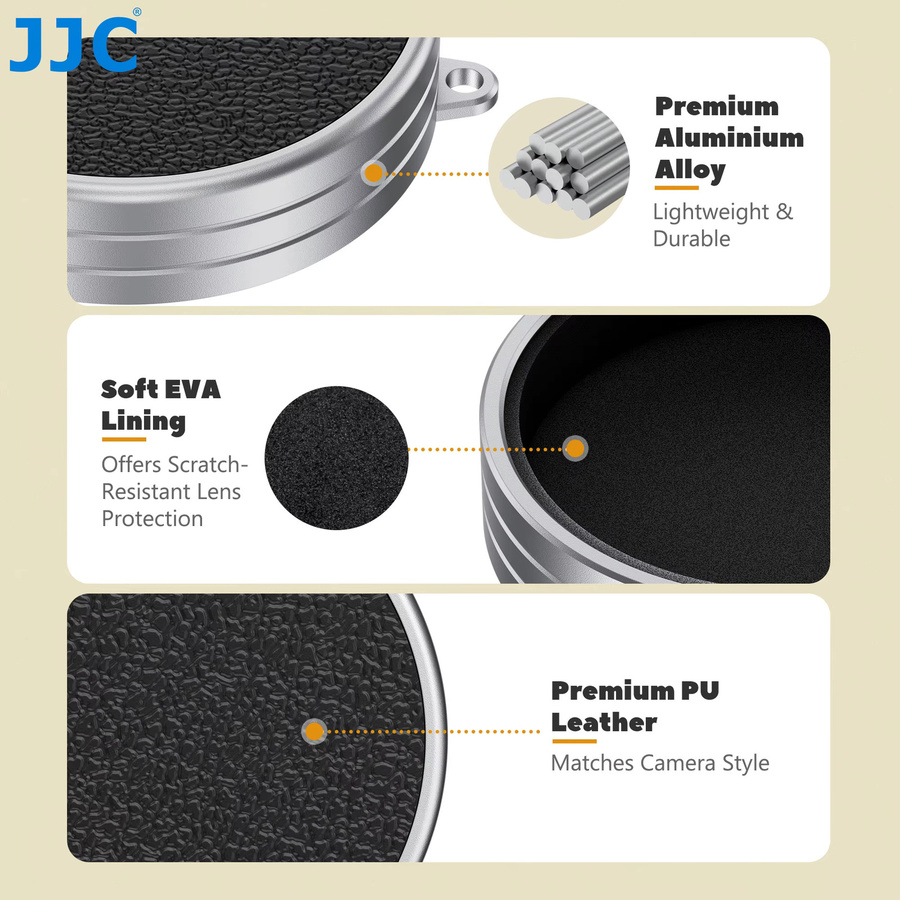 JJC Aluminium-Objektivdeckel für Fujifilm X Half und Fujifilm X-HF1 in Schwarz oder Grau - Bild 2