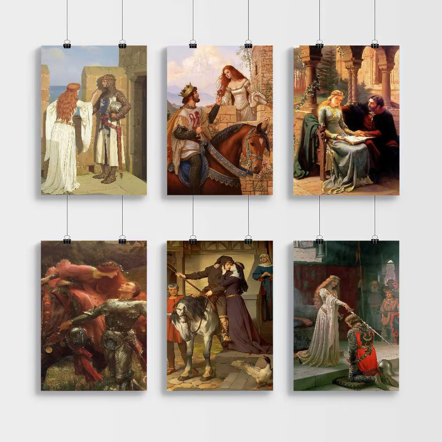 Wasserfester Wandaufkleber Die Accolade von Edmund Blair Leighton als Whitepaper Poster in Multicolor, Rechteckig - Bild 3