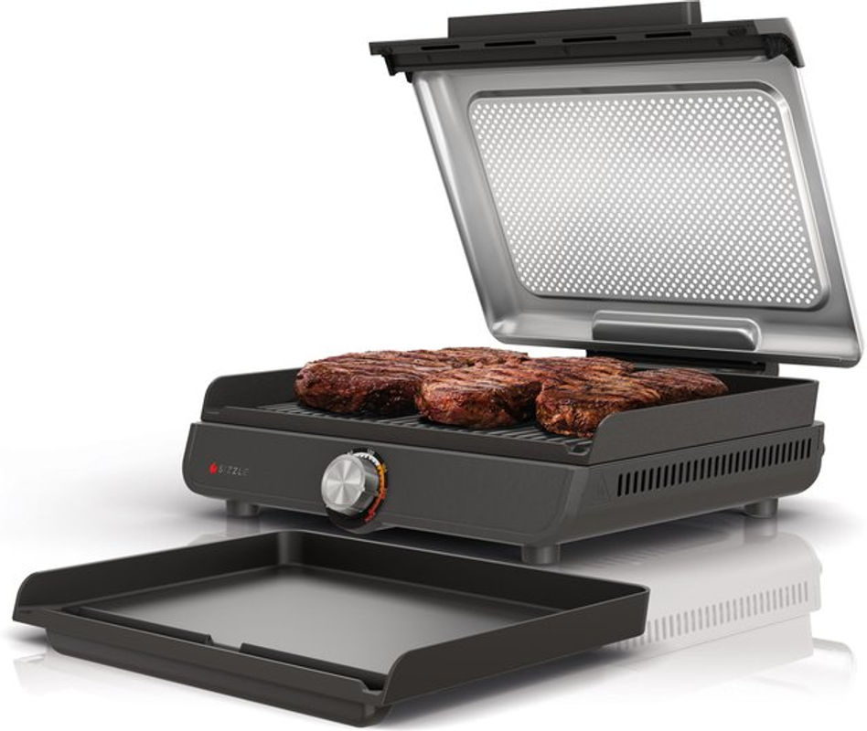 Ninja Sizzle Kontaktgrill mit Grillplatte und Plancha GR101EU, Grau/Schwarz, B/T/H: 38,0 x 34,0 x 13,5 cm - Bild 5