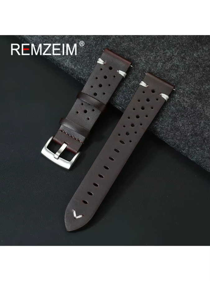 REMZEIM Uhrenarmband Leder, 20 mm, 22 mm, Unisex, Vintage - Bild 2