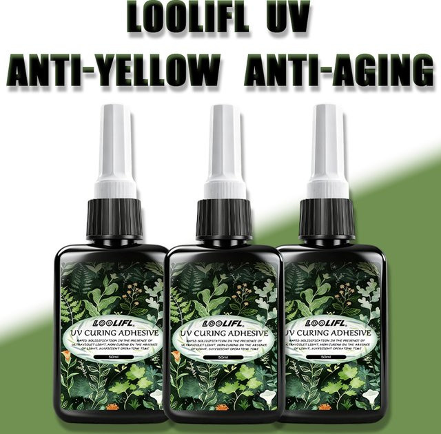 LOOLIFL UV-Harzkleber Anti-Gelb, klarer UV-härtender Klebstoff für Glas, Metall und Acryl, 50 ml - Bild 1