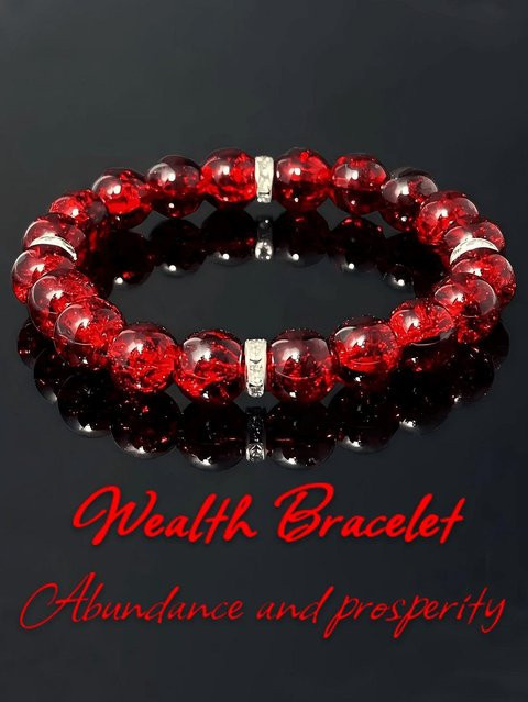 ouyaohong Armband, 10 mm Glas-Kristallstein, rot, Unisex - Bild 1