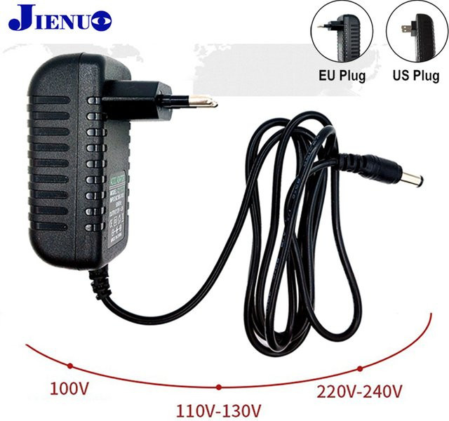 JIENUO Universal Netzteil EU/US Power Adapter mit DC 12V Ausgang, Schwarz - Bild 1