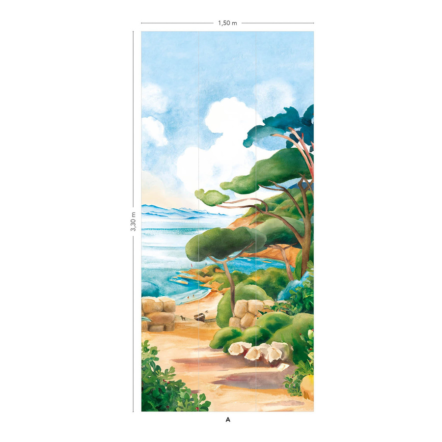Isidore Leroy Wandtattoo Cap Corse Mural mit Natur- und Blumenmotiv in Mehrfarbig, Breite: 330 cm, Höhe: 150 cm - Bild 3