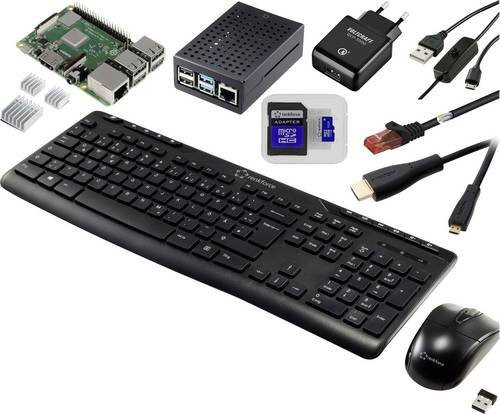 TRU COMPONENTS Pro Set Raspberry Pi 3 B+ 1GB mit Gehäuse, Netzteil, Kühlkörper und HDMI-Kabel in Schwarz - Bild 1