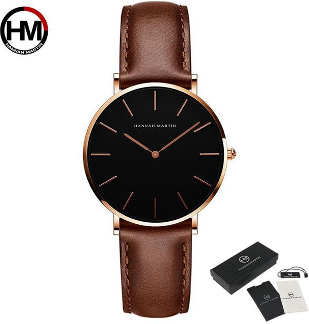 Hannah Martin Armbanduhr, Quarz, Edelstahl, Roségold, Leder, Damen - Bild 1