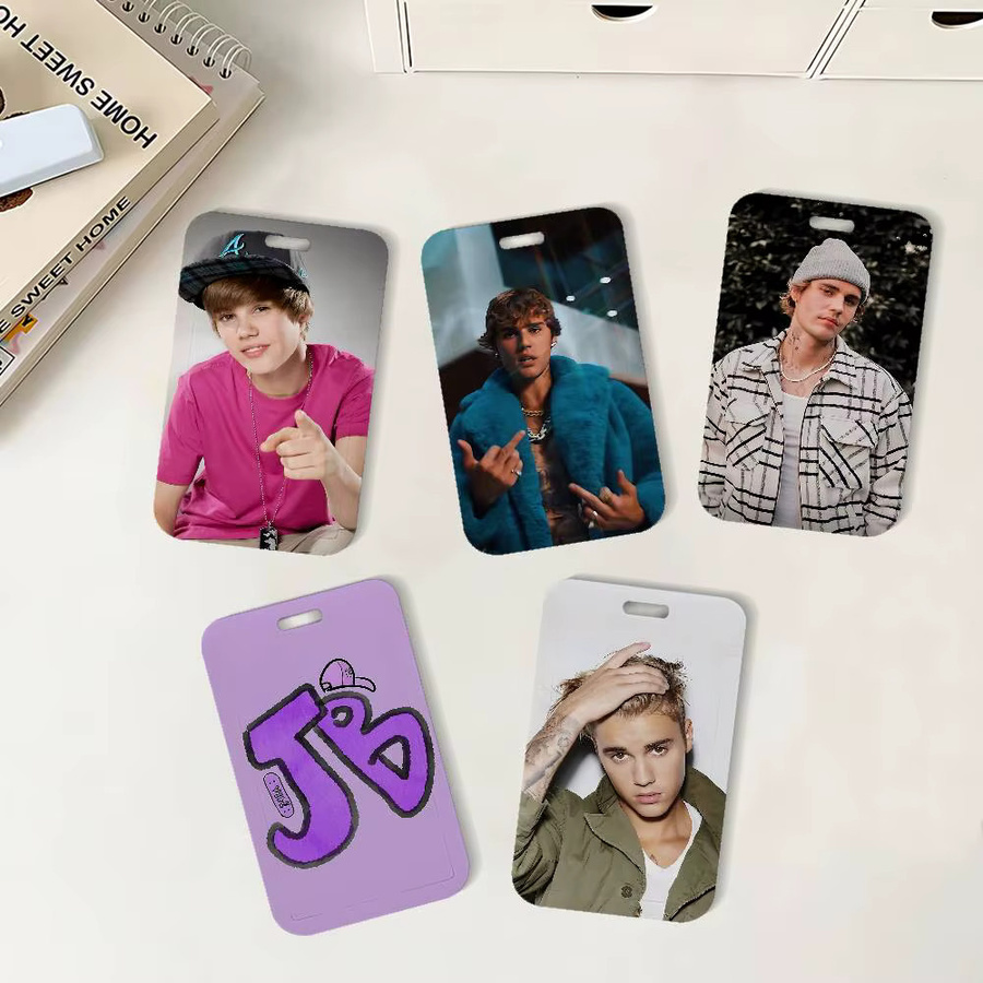 Singer J-Justin B-Bieber Ausweishalter mit Umhängeband für Büro und Schule, Multicolour - Bild 2