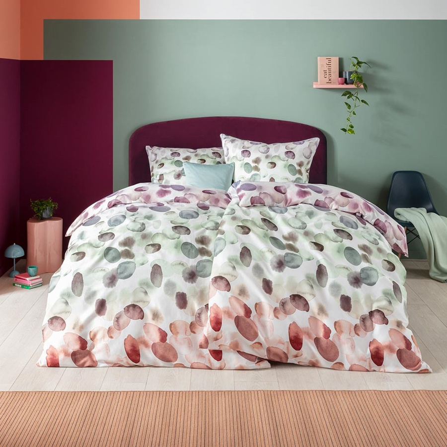 Estella Mako-Satin Bettwäsche Millie Steine Ovale in Natur Bunt, Set aus Bettbezug und Kissenbezug, B/H: 200 x 200 cm, Kissenbezug: 80 x 80 cm - Bild 1