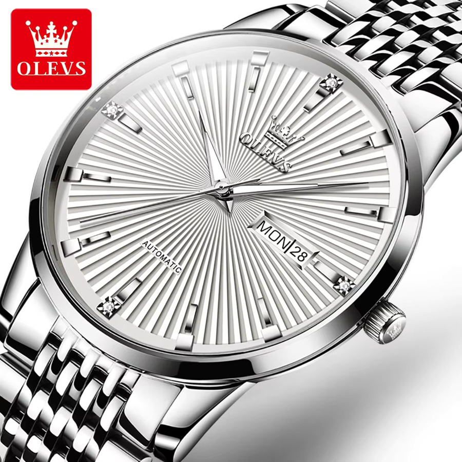 OLEVS Armbanduhr Automatik, Edelstahl, Silber, Herren - Bild 5