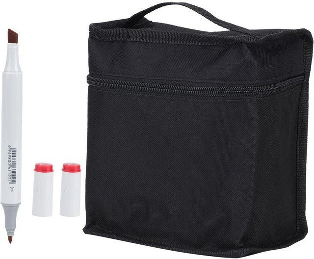 Igeteck Alkohol Marker Set mit 72 Farben, Doppelkopf-Zeichenwerkzeug in Schwarz und Weiß mit Keilspitze - Bild 1