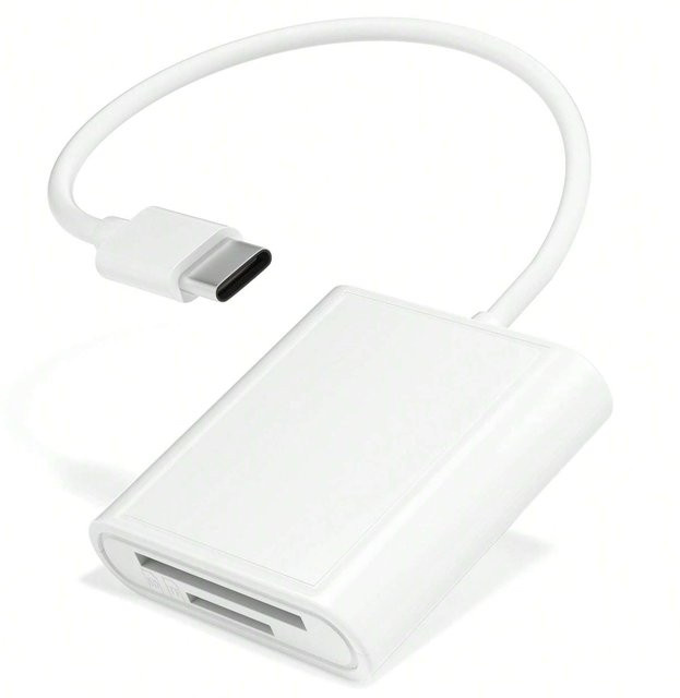 2 in 1 USB-C Hub Kartenleser mit SD und Micro SD Steckplätzen in Weiß - Bild 1