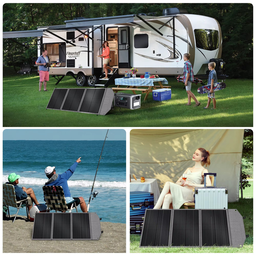 CTOLITY SP100 Faltbares Solarpanel 100W mit 20,5V, PWM-Batterieladung, QC3.0 und PD45W Schnellladung, 23% Effizienz, für RV mit PV-Anschluss, XT60 und 5525 Anschlüssen - Bild 4