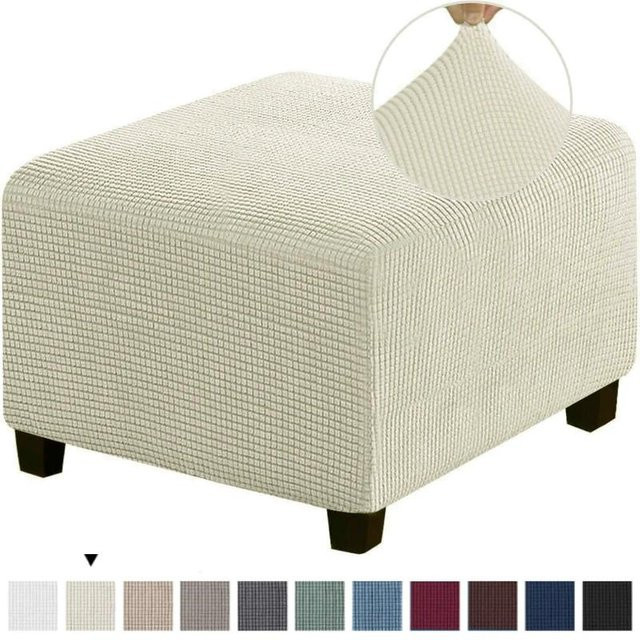 Bestbags Jacquard Stretch Ottomanenbezug für Hocker in Weiß - Bild 1