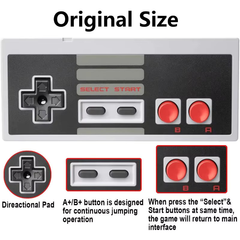 Retro 8-Bit Game Controller für Nintendo NES Systemkonsole in Weiß - Bild 2