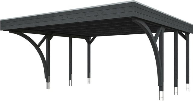 SKANHOLZ Carport Friesland aus Fichte mit zwei Einfahrtsbögen und Flachdach, Schiefergrau, B: 546 cm, T: 555 cm - Bild 4