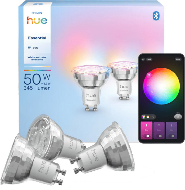 Philips Hue Essential White & Color Ambiance GU10 LED-Leuchtmittel 3er-Pack dimmbar mit Bluetooth - Bild 1