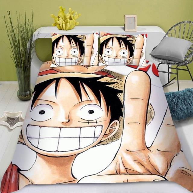 Anime Bettwäsche-Set mit Luffy Gear Motiv von Your Warm Home, 3-teiliges Microfaser-Set in Mehrfarbig, B/H: 135 x 200 cm - Bild 1