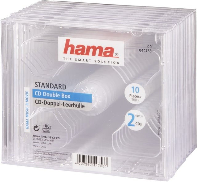 Hama CD-Doppel-Leerhülle Standard, 10er-Pack, Transparent - Bild 1
