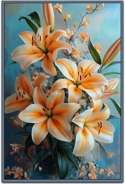 MINISO Vintage Metallschild Wanddekoration Lilie Floral, Rechteckiges Wandkunst Poster in Multicolour, B: 30,0 cm, H: 20,0 cm - Bild 1