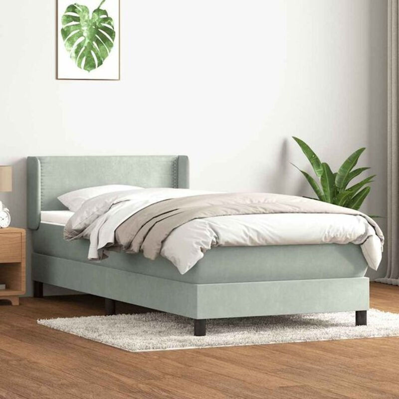 Vidaxl Boxspringbett mit Matratze in Grau aus Samt, B/L: 80 x 220 cm - Bild 1