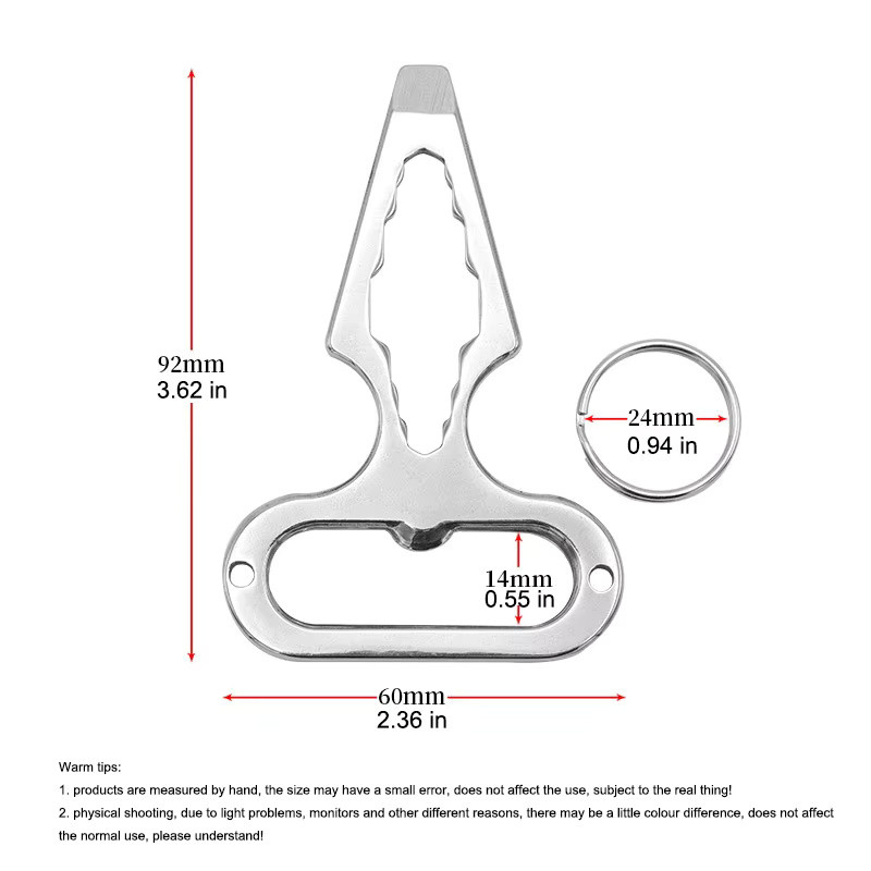 AXE SHAN Multifunktionsschlüssel EDC Outdoor Camping Werkzeug in Silber mit Flaschenöffner und Mini Schlitzschraubendreher - Bild 6