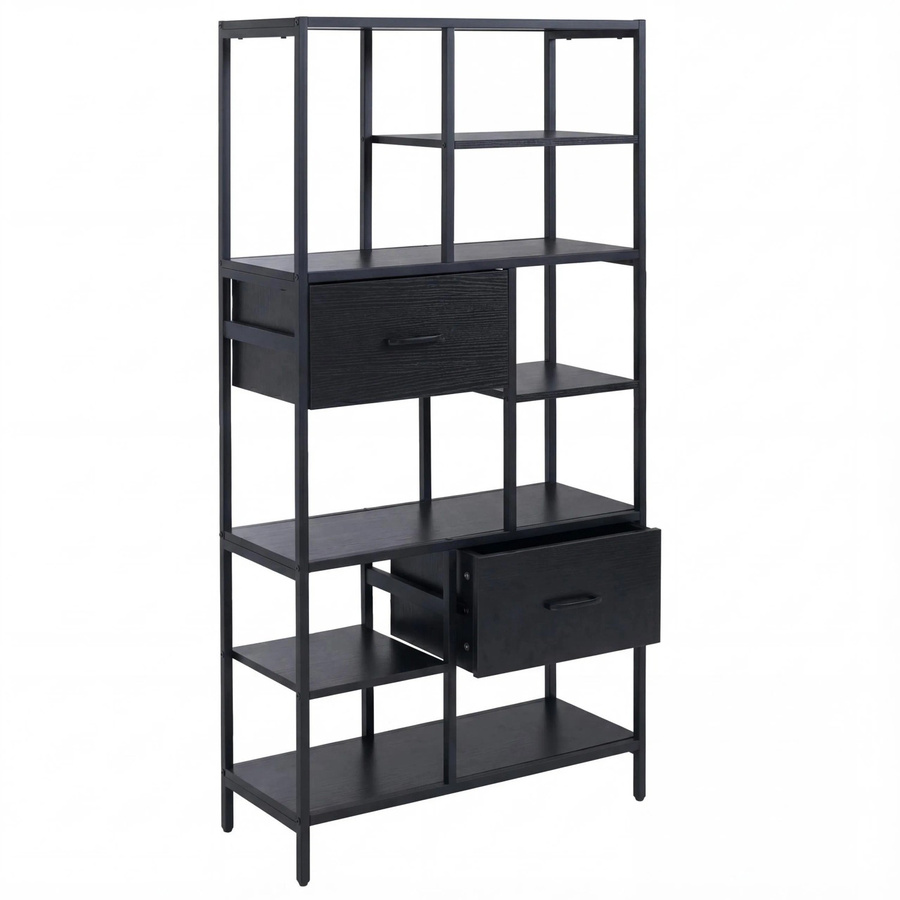 Regalschrank MCW-P11 Industrial im Design mit Schubladen, Farbe Schwarz, B/T/H: 81 x 33 x 150 cm - Bild 3