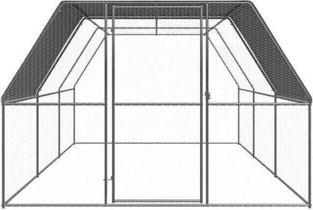 vidaXL Außenvoliere für Hühner aus verzinktem Stahl in Silber, B/T/H: 6 x 3 x 2 m - Bild 1