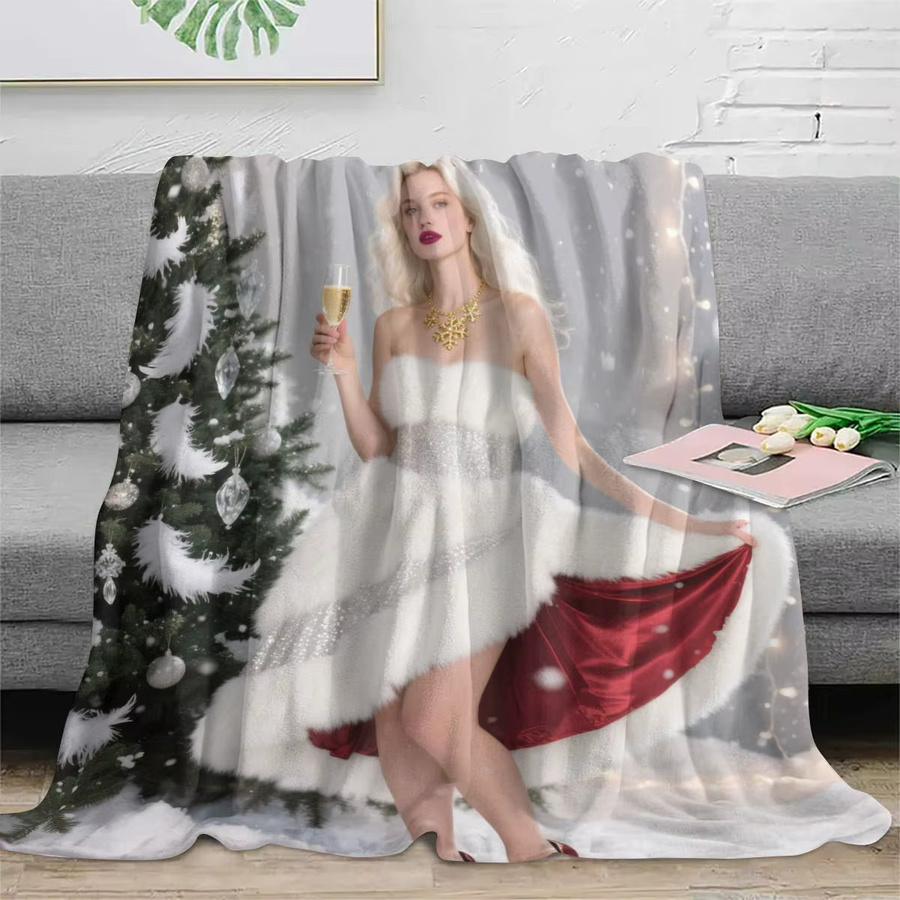 Personalisierte Weihnachts-Flanelldecke von SRH mit individuellem Datum und Weihnachtsmuster, mehrfarbig, maschinenwaschbar - Bild 2