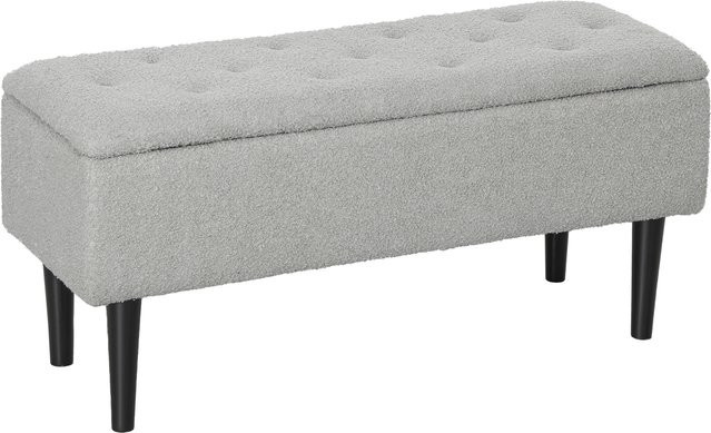 HOMCOM Sitzbank mit Stauraum in Grau mit Samtoptik und Klappdeckel, B/T/H: 95 x 38 x 45 cm - Bild 1