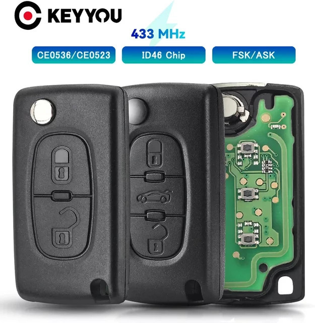 Keyyou Autoschlüssel Fernbedienung für Citroen C4 C5 C6 C8 Xsara Picasso und Peugeot in Schwarz - Bild 1