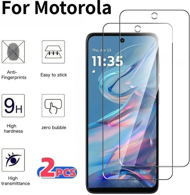 2er-Pack Displayschutzfolie aus gehärtetem Glas für Motorola G35, G34 und Moto G32 HD, transparent, 9H kratzfest und case-freundlich - Bild 1