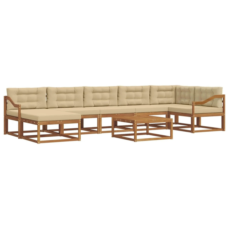 vidaXL Outdoor-Sofagarnitur 8-teilig aus Akazienholz mit Kissen in Beige und Natur - Bild 2