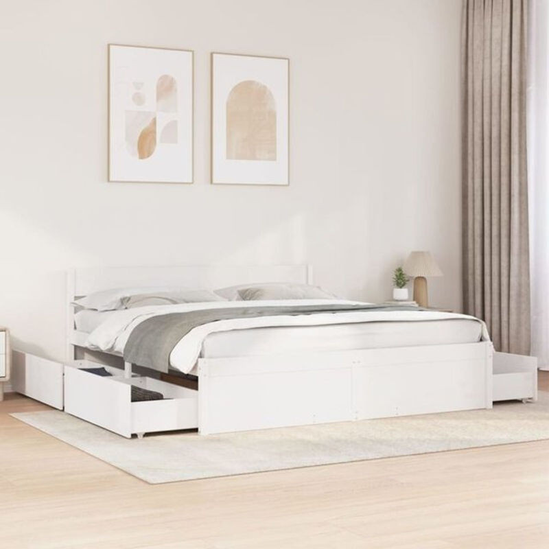 Massivholzbett aus Kiefernholz von vidaxl in Weiß, Modernes und Minimalistisches Bett ohne Matratze, B/T: 200 x 200 cm - Bild 1