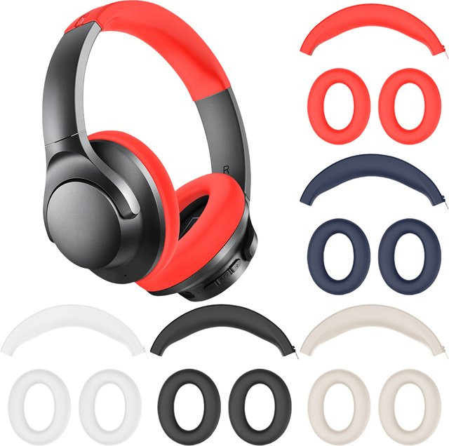 Silikon-Ohrpolster und Kopfbügel-Schutzhülle in Beige für Anker Soundcore Life Q20i Headset - Bild 1