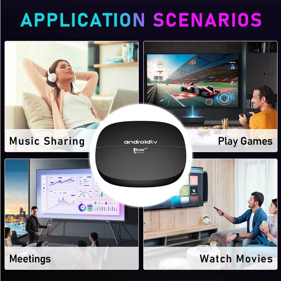 CLIBABIQBOX TV98 ATV H313 Smart Android 13 TV-Box mit Dual-WLAN, 4G/5G, Bluetooth 5.0 und Sprachsteuerung in Schwarz - Bild 2