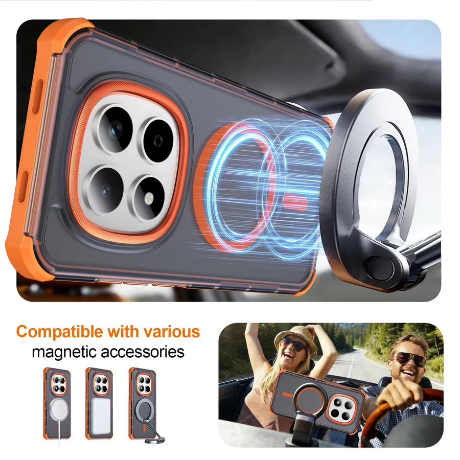 Stoßfeste magnetische Handyhülle für Xiaomi Redmi Note 15 Pro+ 5G und Redmi Note 15C in Rot, matt und MagSafe kompatibel - Bild 3