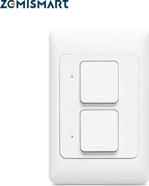 Zemismart 2-Gang Zigbee Wandschalter mit neutralem Draht und Druckknopf, kompatibel mit Tuya, Alexa und Google Home - Bild 1